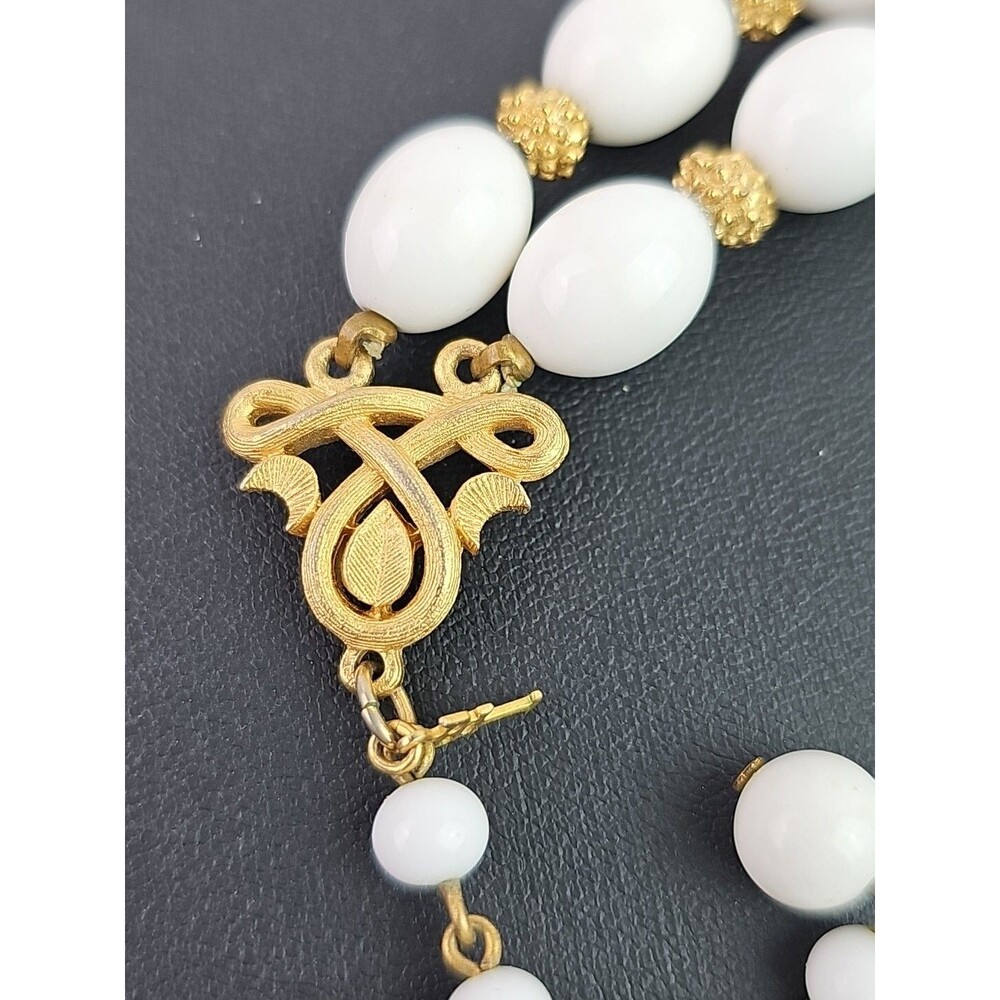 Vintage Crown Trifari Bead Necklace Gold Tone Bead Spacers Two Strand 13 in - Picture 7 of 10